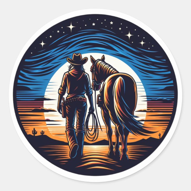 Into the Sunset Classic Round Sticker (Front)