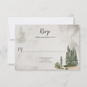 Into the Wild Fir Trees Rustic Wedding RSVP Card