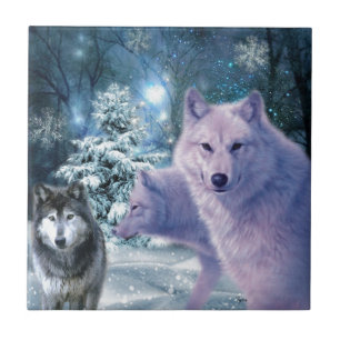 Into The Wild Wolf Art Ceramic Tile