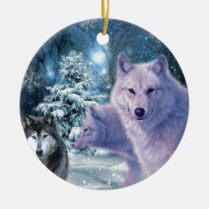 Into The Wild Wolf Art Ceramic Tree Decoration