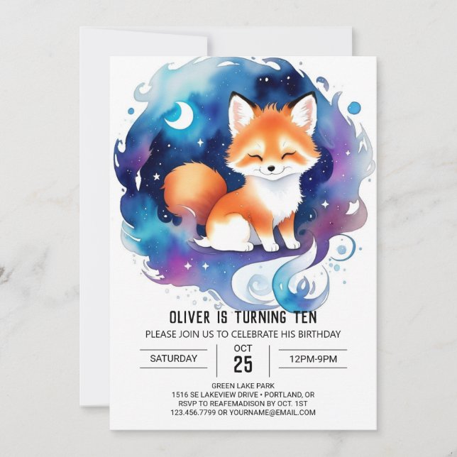 Into the Woodland Fox Birthday Invitation (Front)