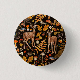 Into the woods/Autumn deer on black 3 Cm Round Badge
