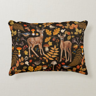 Into the woods/Autumn deer on black Decorative Cushion