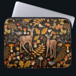 Into the woods/Autumn deer on black Laptop Sleeve<br><div class="desc">Enjoy the serene beauty of this painted autumn pattern with deers,  colourful leaves,  berries, </div>