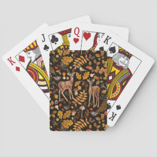 Into the woods/Autumn deer on black Playing Cards