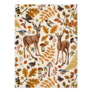 Into the woods/Autumn deer on black Poster