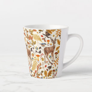 Into the woods/Autumn deer on off white Latte Mug