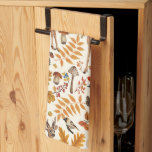 Into the woods/Autumn deer on off white Tea Towel<br><div class="desc">Enjoy the serene beauty of this painted autumn pattern with deers,  colourful leaves,  berries, </div>