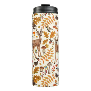 Into the woods/Autumn deer on off white Thermal Tumbler
