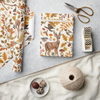 Into the woods/Autumn deer on off white Wrapping Paper