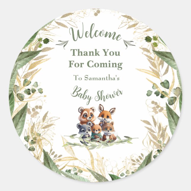 Into the Woods: Baby Shower Thank You Classic Round Sticker (Front)