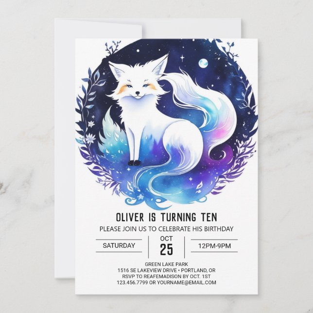 Into the Woods Red Fox Birthday Invitation (Front)