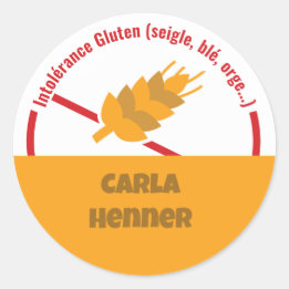 Intolérance Gluten Classic Round Sticker
