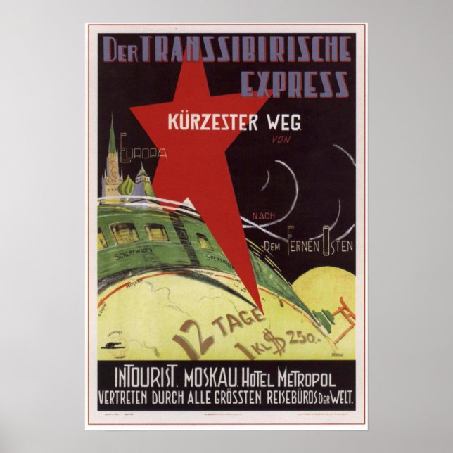 Intourist. Transsiberian express USSR 1930 Poster (Front)