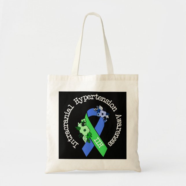 Intracranial Hypertension IIH Awareness Blue Green Tote Bag (Front)