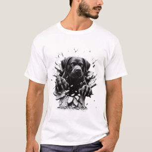 Intresting Black Dog 3D Realistic Design Royal T-Shirt