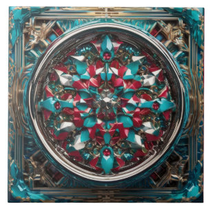 Intricate Abstract Framed Medallion Ceramic Tile