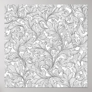 Intricate Adult Coloring Page: Intertwined Ivy Poster