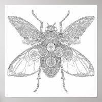 Intricate Adult Coloring Page: Steampunk Insect