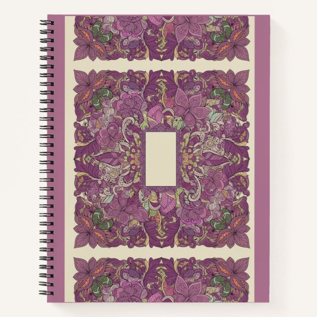 Intricate Amethyst Floral Mandala Notebook (Front)