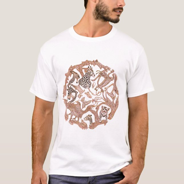 Intricate Animal Mandala: A Fusion of Wildlife Art T-Shirt (Front)