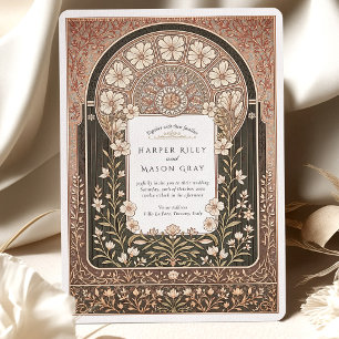 Intricate Art Nouveau Floral Wedding Invitation