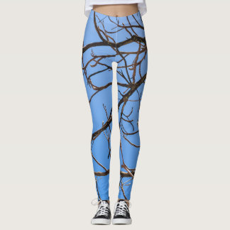 Intricate Bare Branches Silhouette Against Vivid B Leggings