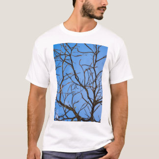 Intricate Bare Branches Silhouette Against Vivid B T-Shirt