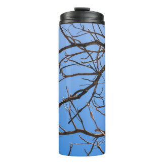 Intricate Bare Branches Silhouette Against Vivid B Thermal Tumbler