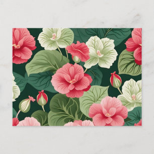 Intricate Begonia Floral Pattern Postcard