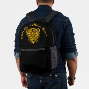 Intricate Bison Design With Tribal Elements Printed Backpack