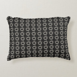 Intricate Black and White Floral Illustration Decorative Cushion