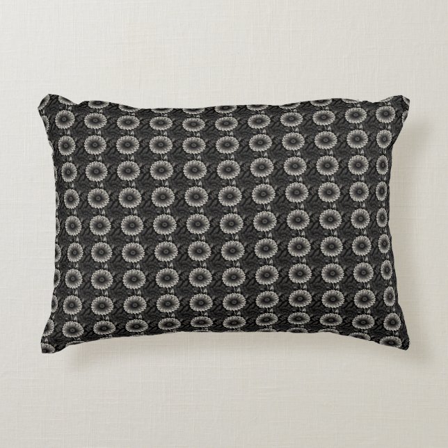 Intricate Black and White Floral Illustration Decorative Cushion (Front)