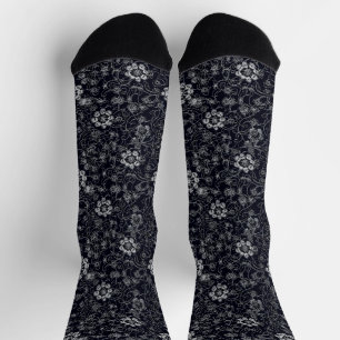 Intricate Black and White Lace Socks