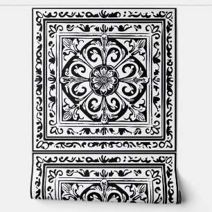Intricate black and white wallpaper
