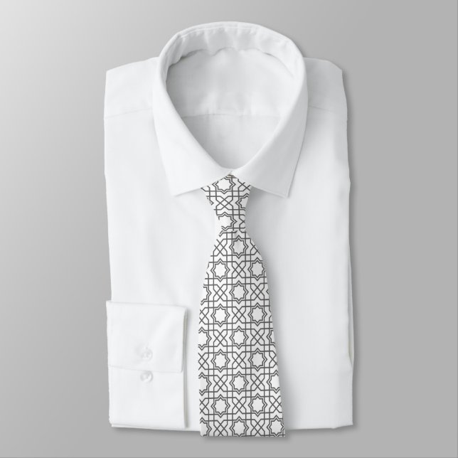 Intricate black geometric pattern with star-like  tie (Tied)