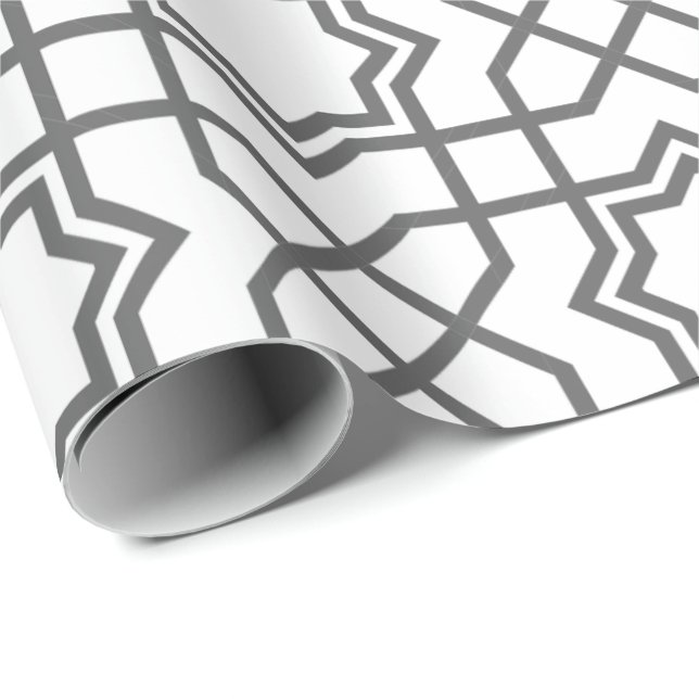 Intricate black geometric pattern with star-like  wrapping paper (Roll Corner)