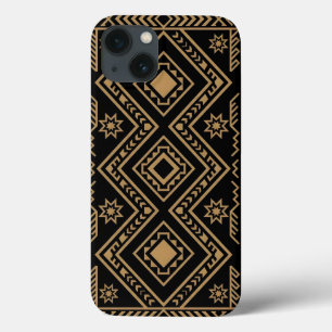 Intricate Black Gold Geometric Surface Pattern iPhone 13 Case