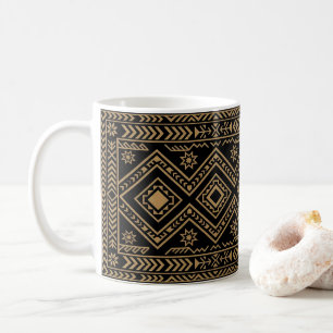 Intricate Black Gold Geometric Surface Pattern Coffee Mug