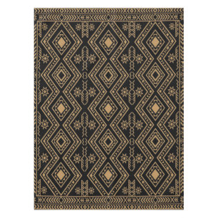 Intricate Black Gold Geometric Surface Pattern Tablecloth