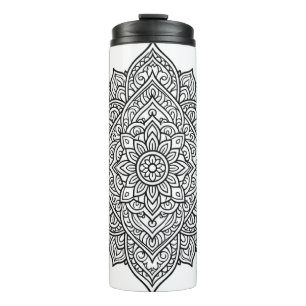 Intricate Black Line Mandala Art Thermal Tumbler