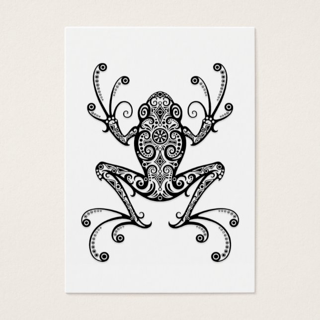 Intricate Black Tree Frog on White (Front)