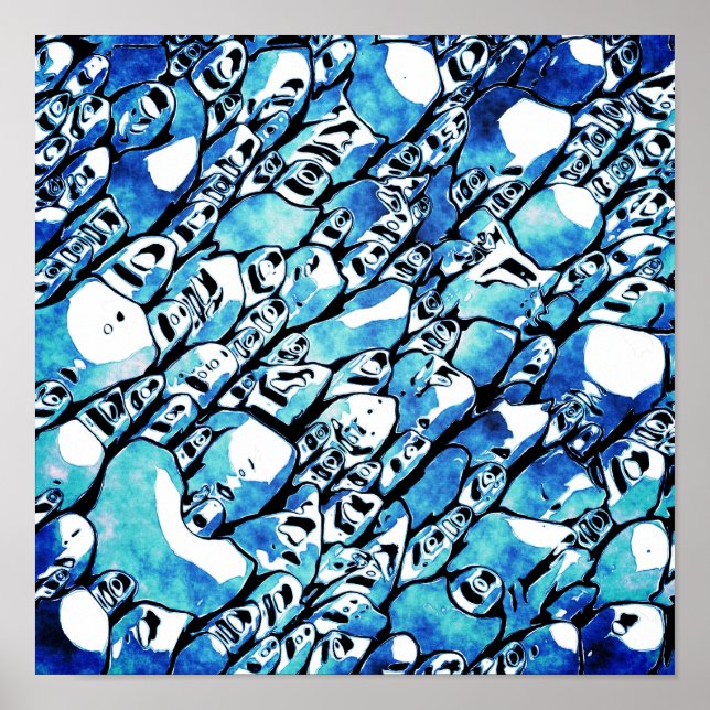 Intricate Blue Abstract Pattern Poster (Front)