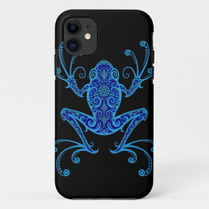 Intricate Blue and Black Tree Frog iPhone 11 Case