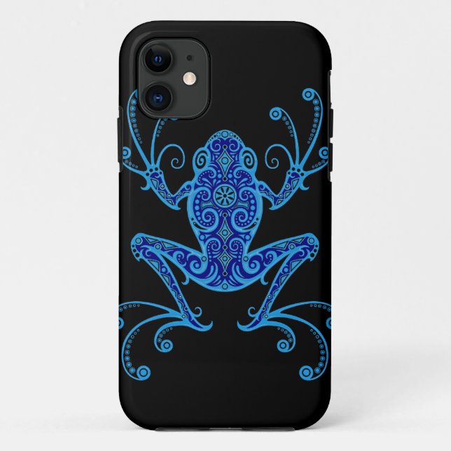 Intricate Blue and Black Tree Frog Case-Mate iPhone Case (Back)