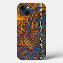 Intricate Blue and Orange Tribal Mehndi