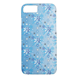 Intricate blue and white stars and snowflakes iPhone 8/7 case