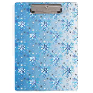 Intricate blue and white stars and snowflakes clipboard