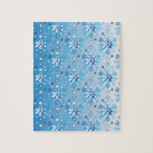 Intricate blue and white stars and snowflakes jigsaw puzzle