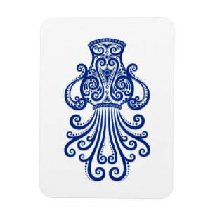 Intricate Blue Aquarius Zodiac on White Magnet